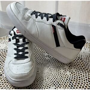 Levi's Mens Drive Lo Synthetic Leather White Lace Up Sneaker Shoe Size 11 3101